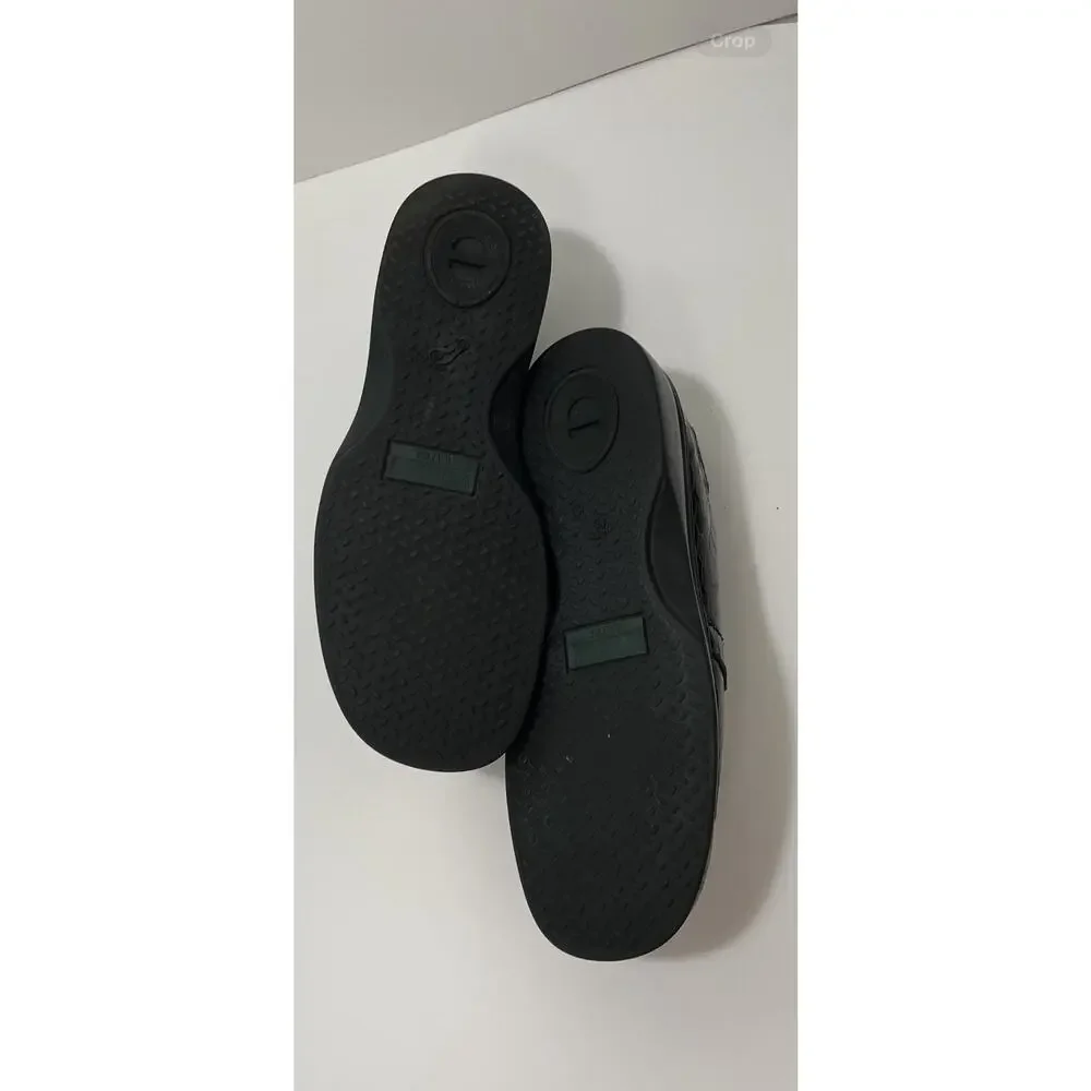 Womens Helle Comfort By Romus Size 38 Croc Print Slip On Loafers Black US 7.5